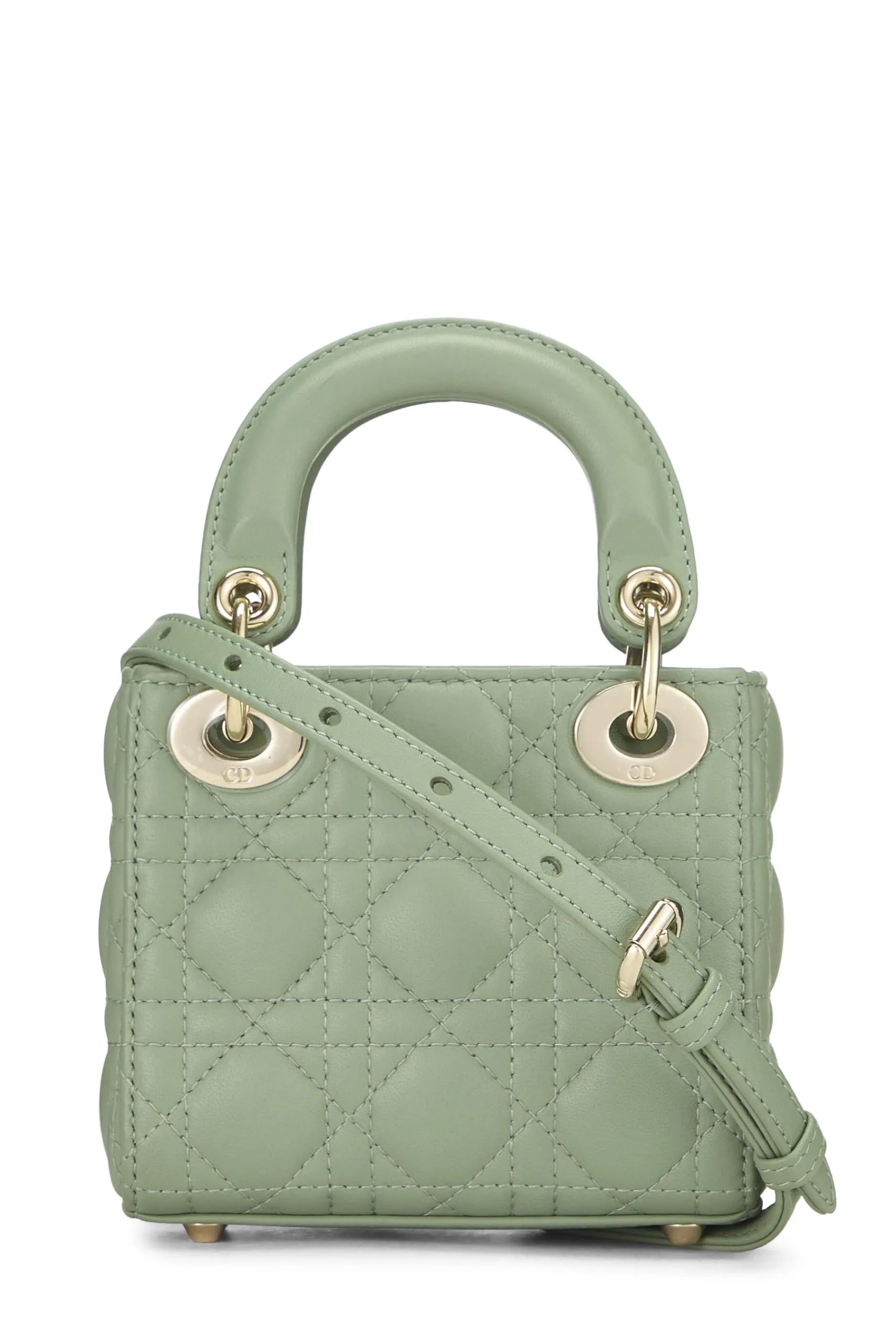 Dior,  Green Lambskin Leather Lady Dior Micro, Green