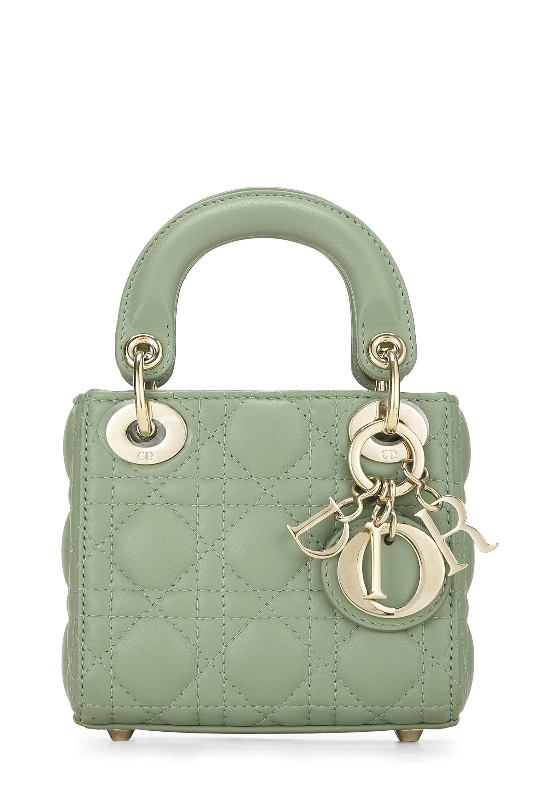 Dior,  Green Lambskin Leather Lady Dior Micro, Green