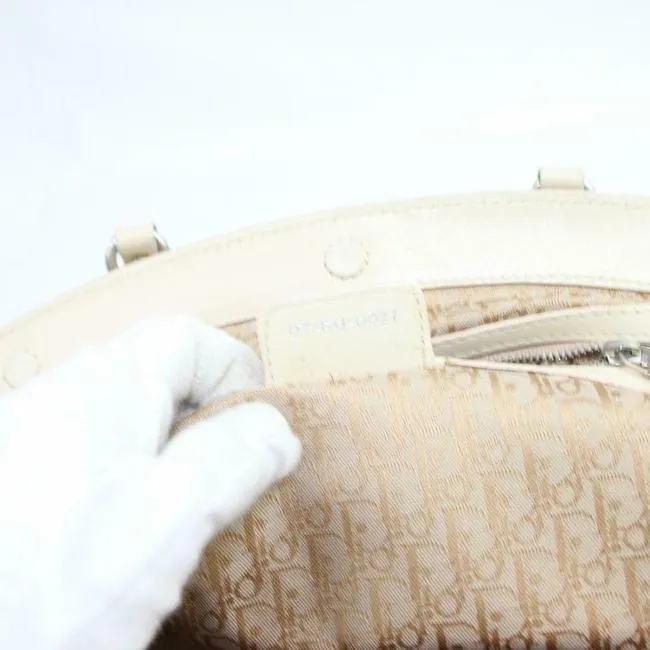 Dior Limited Edition Pink And Green Floral Print Silky Canvas And Pale Pink Leather Satchel
