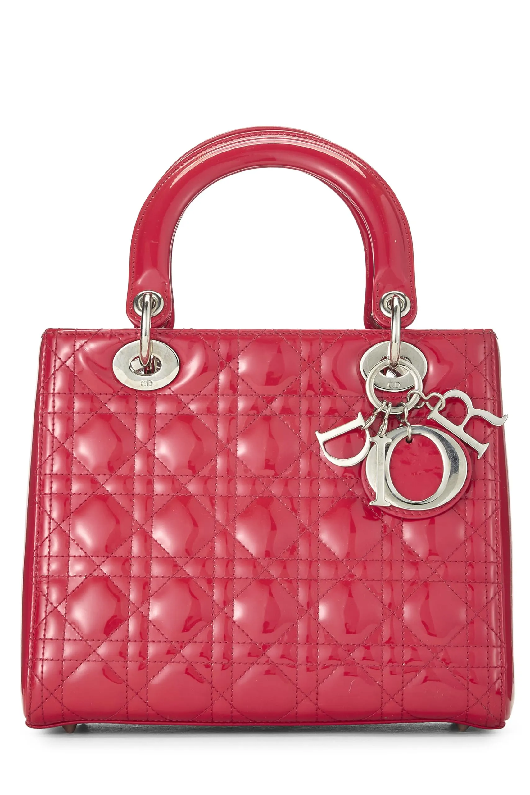 Dior,  Red Patent Leather Lady Dior Medium, Pink