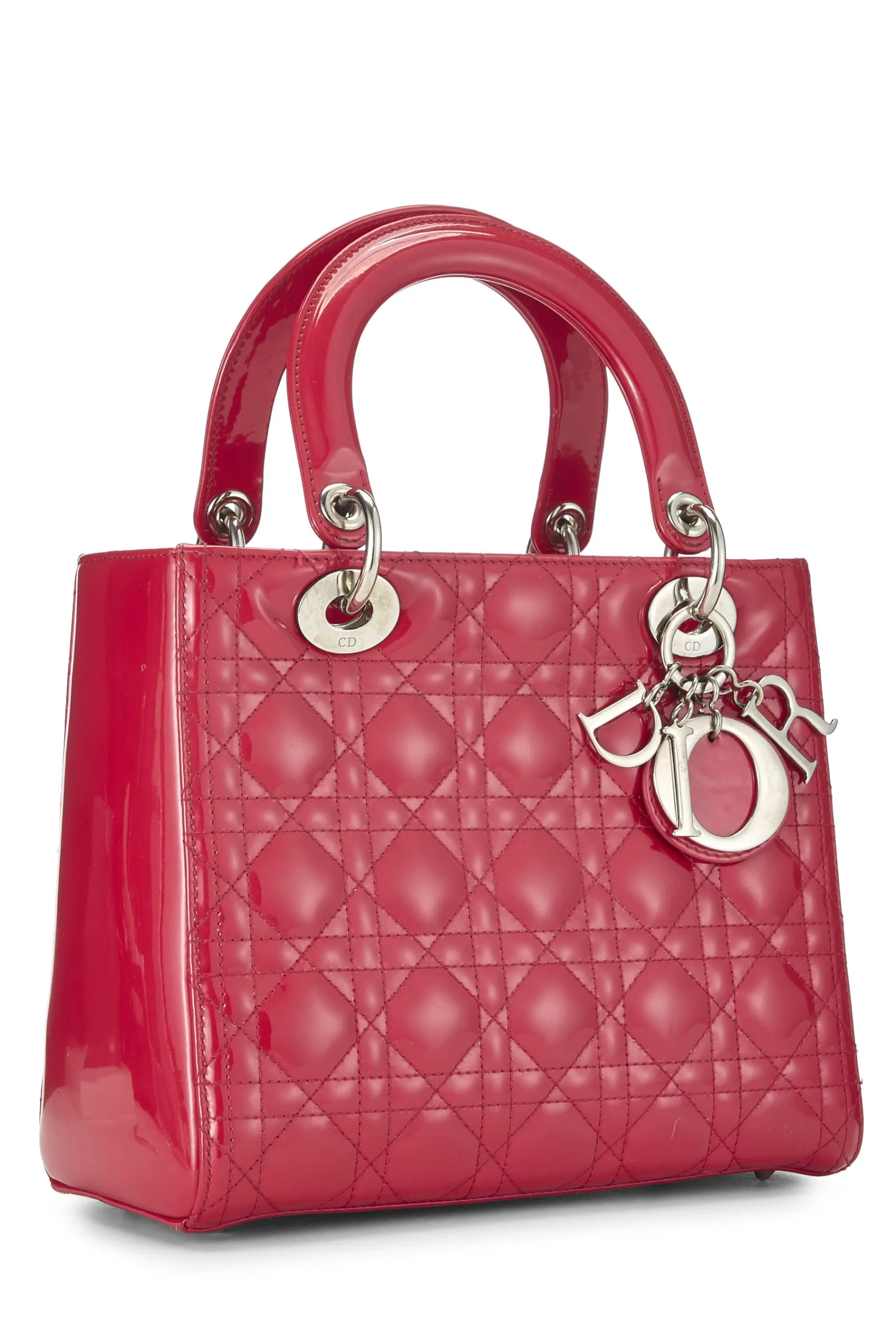 Dior,  Red Patent Leather Lady Dior Medium, Pink
