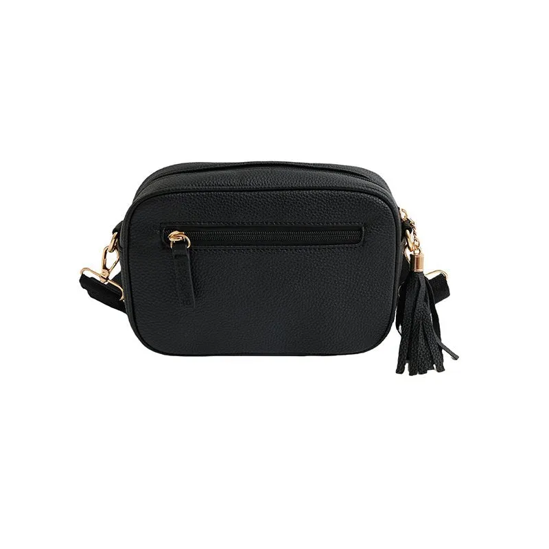 Escape Crossbody Rafia Weave Bag | Black