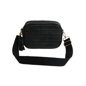 Escape Crossbody Rafia Weave Bag | Black