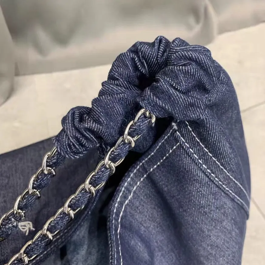 Francoise Large Denim Tote Braided Chain Straps - 2 Colors