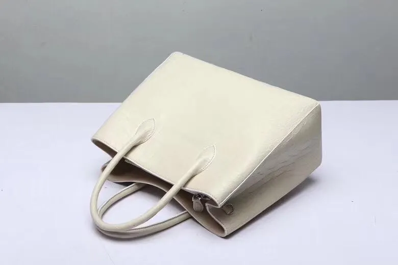 Genuine Crocodile Belly Leather Top Handle Bags For Women Cream 35cm