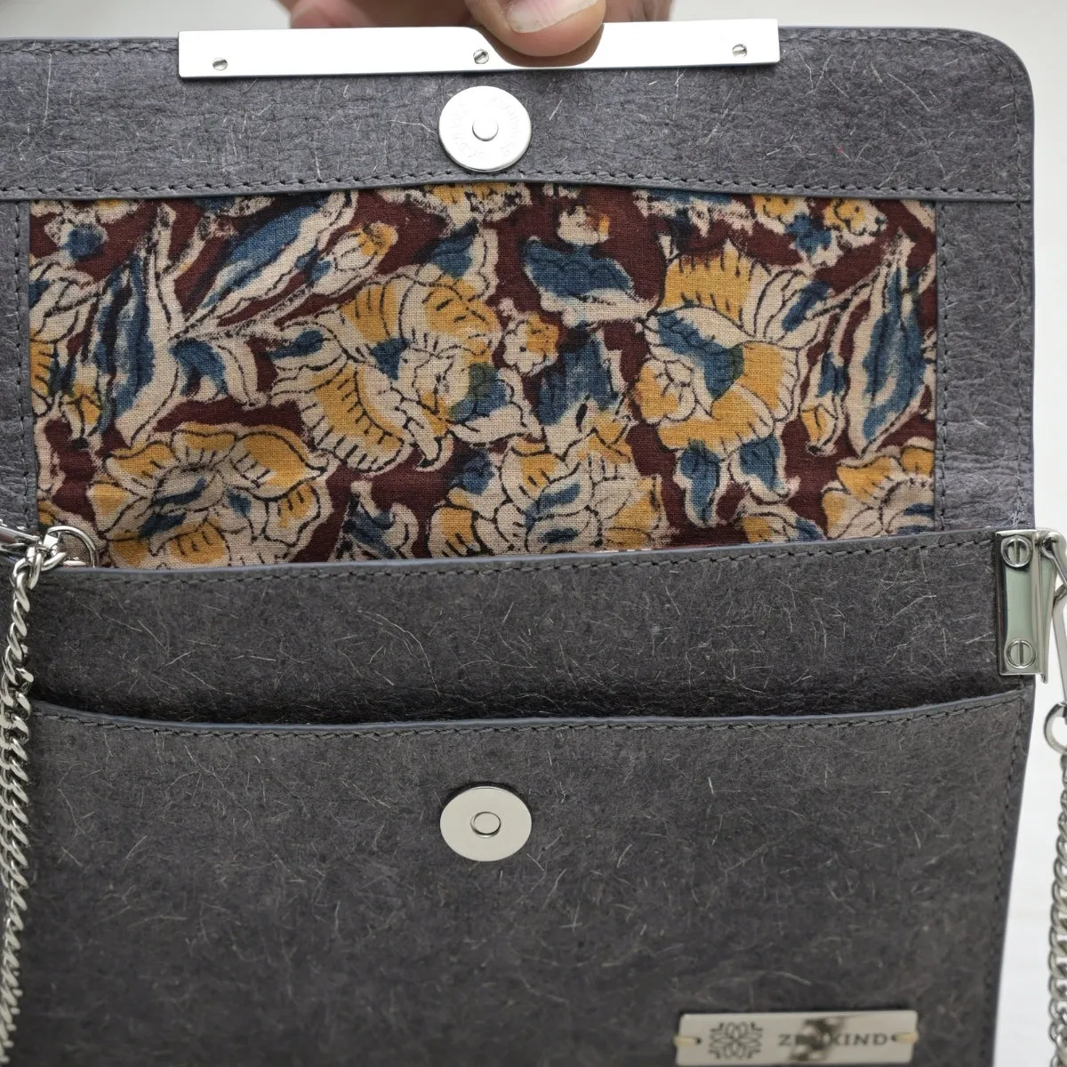 Grey Envelope Sling Bag For Women | Coconut Leather | Smart Textured Surface