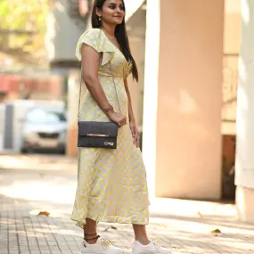 Grey Envelope Sling Bag For Women | Coconut Leather | Smart Textured Surface