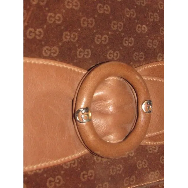 Gucci Vintage Pursesdesigner Purses Brown Small G Logo Print Suede And Leather Suedeleather Clutch