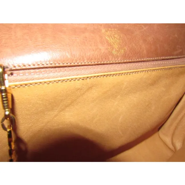 Gucci Vintage Pursesdesigner Purses Brown Small G Logo Print Suede And Leather Suedeleather Clutch