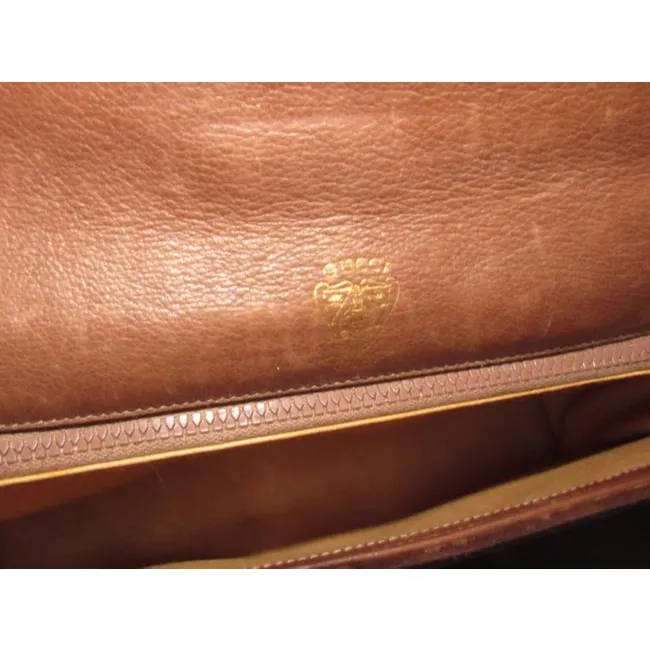 Gucci Vintage Pursesdesigner Purses Brown Small G Logo Print Suede And Leather Suedeleather Clutch