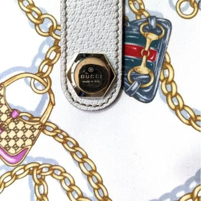Gucci Webby Bag Equestrian Silkleather Multi Color Horse Bit Print Leather And Silk Tote