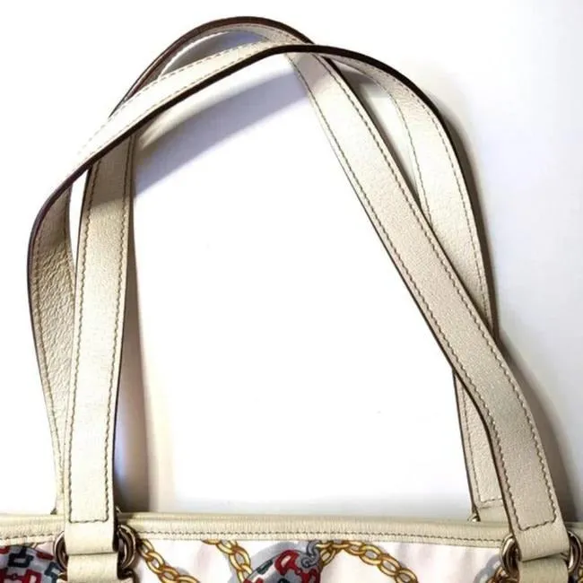 Gucci Webby Bag Equestrian Silkleather Multi Color Horse Bit Print Leather And Silk Tote