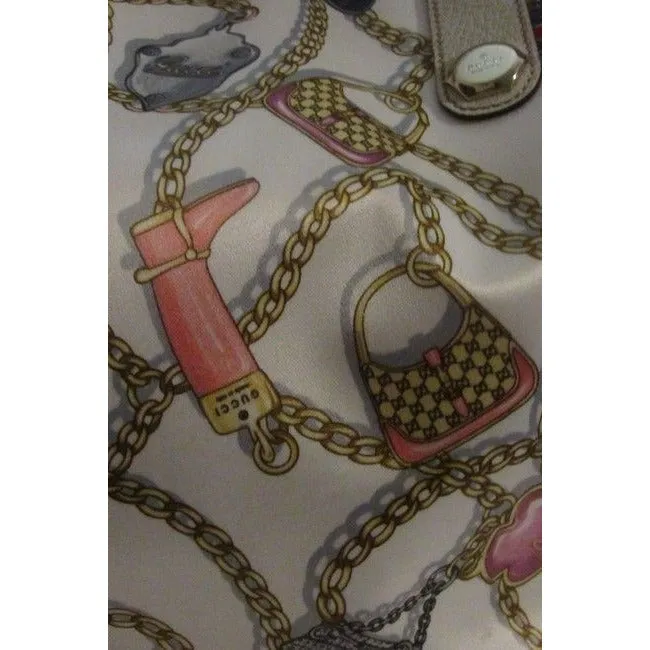 Gucci Webby Bag Equestrian Silkleather Multi Color Horse Bit Print Leather And Silk Tote