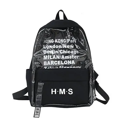 Harajuku Clear Canvas Letter Women Backpacks School Bags For Teenage Girls Female Quality Travel Backpack Bookbag Mochila
