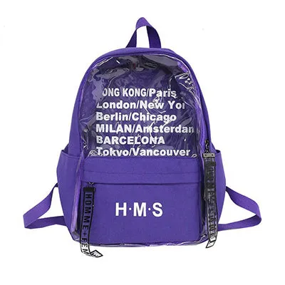 Harajuku Clear Canvas Letter Women Backpacks School Bags For Teenage Girls Female Quality Travel Backpack Bookbag Mochila