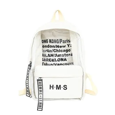Harajuku Clear Canvas Letter Women Backpacks School Bags For Teenage Girls Female Quality Travel Backpack Bookbag Mochila