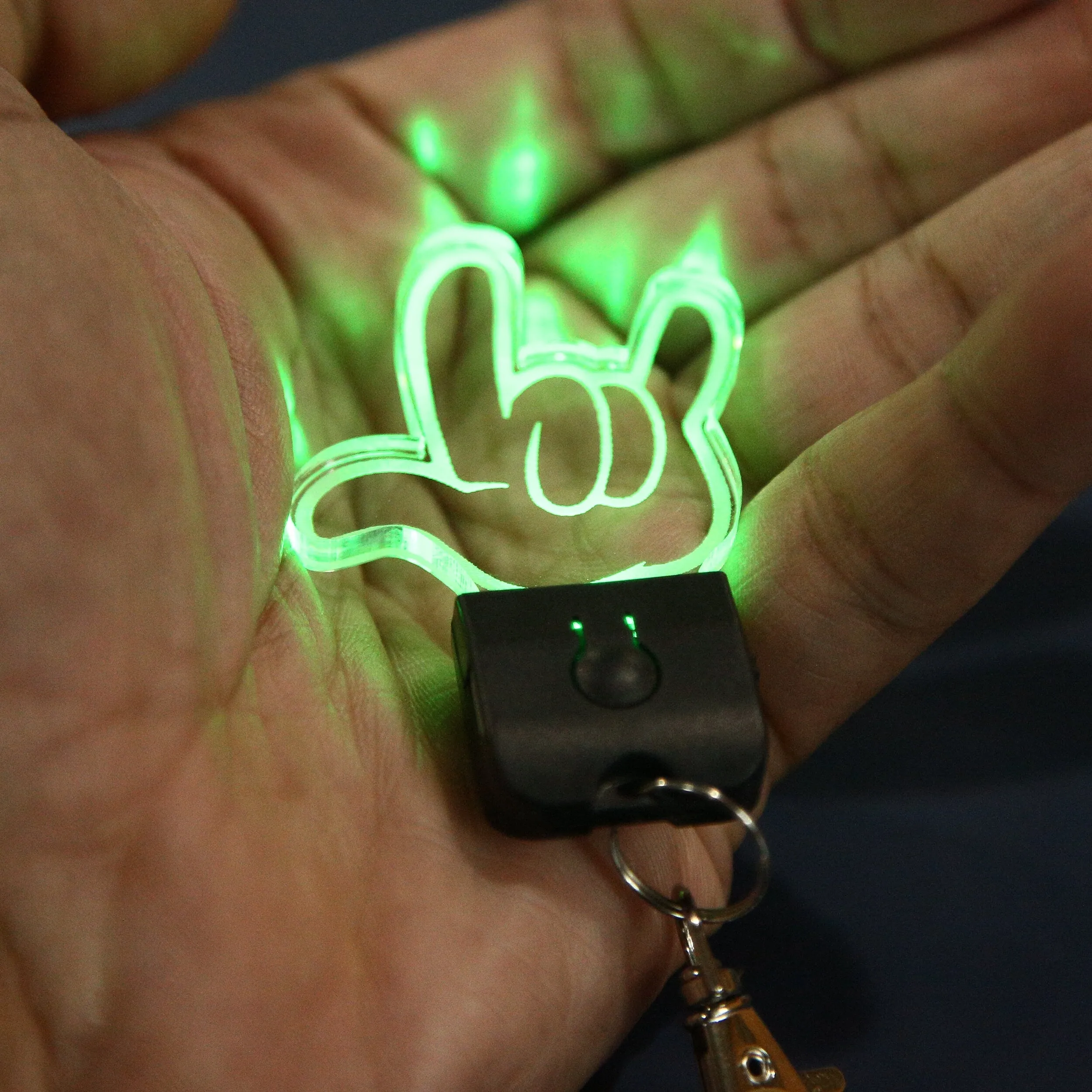 I Love You LED Keychain  - ASL Love  Symbol - Color Changing - Stocking Stuffer