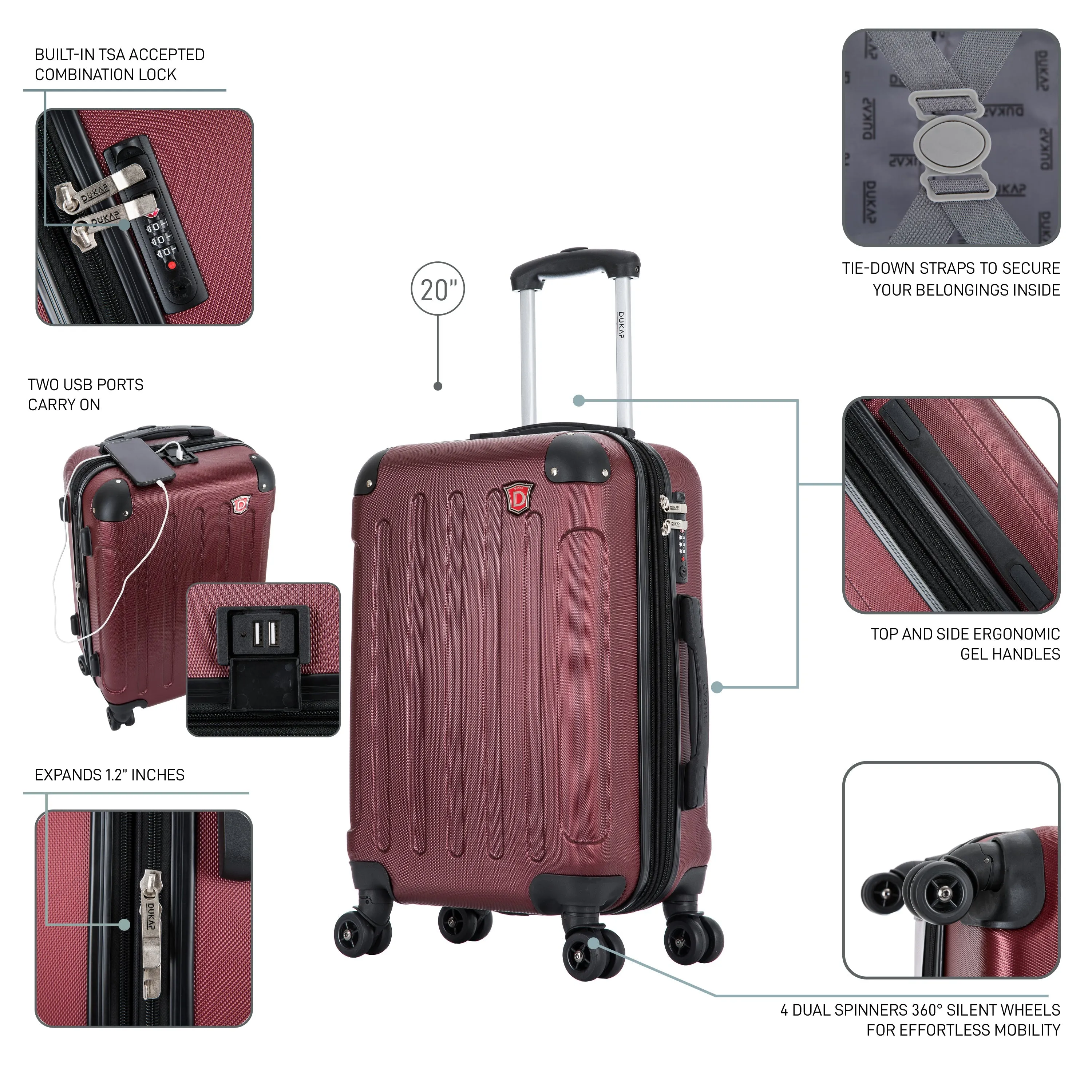INTELY Carry On 20" with USB ports