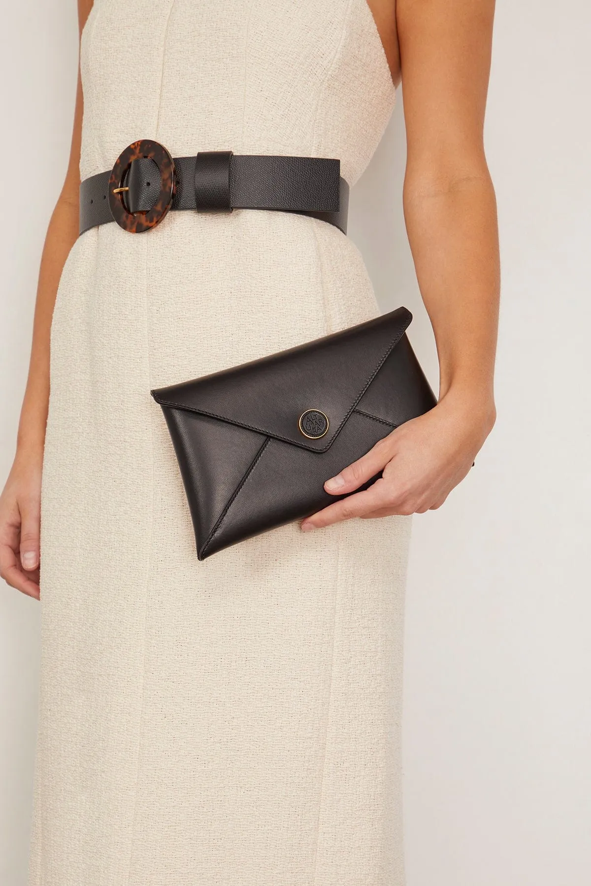 Medallion Envelope Clutch in Black