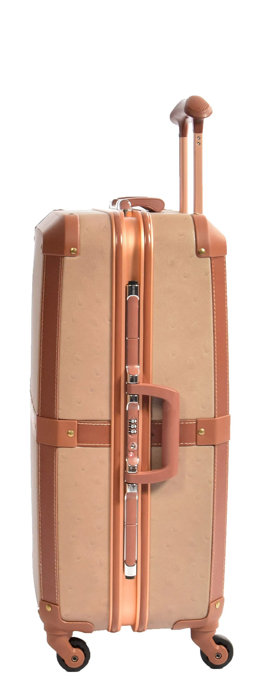 Medium 4 Wheels Classic Trunk Style Lightweight Suitcase ASB603 Brown