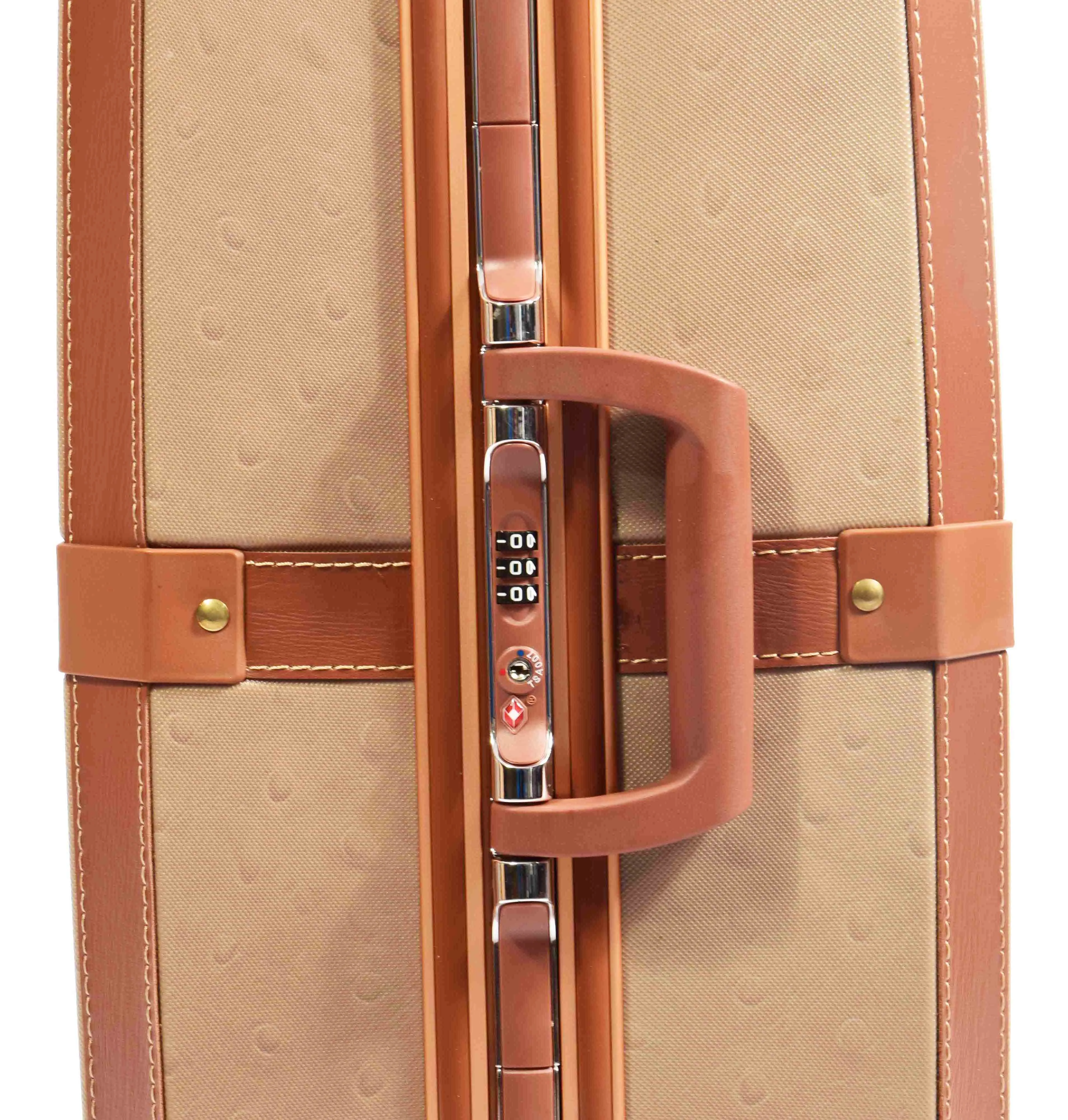 Medium 4 Wheels Classic Trunk Style Lightweight Suitcase ASB603 Brown