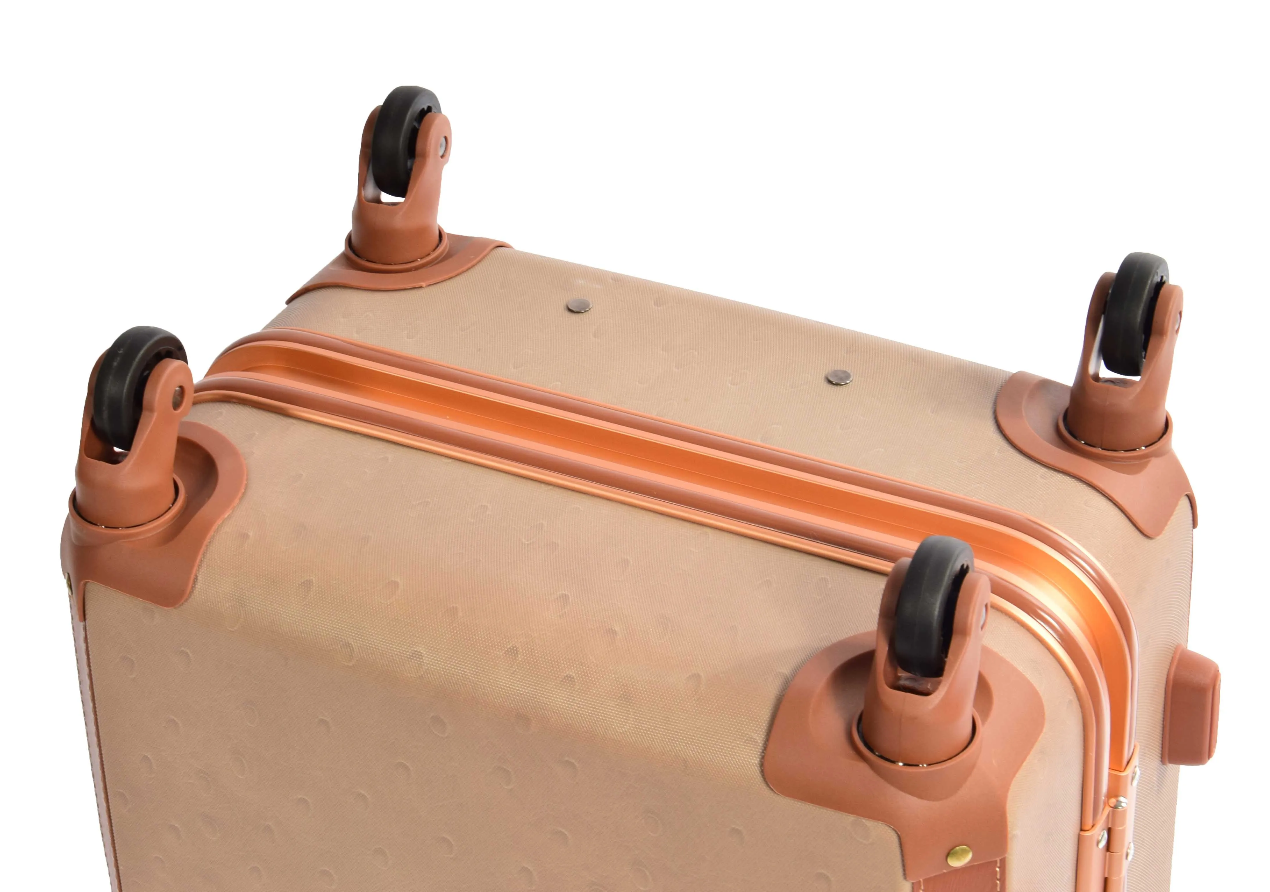 Medium 4 Wheels Classic Trunk Style Lightweight Suitcase ASB603 Brown