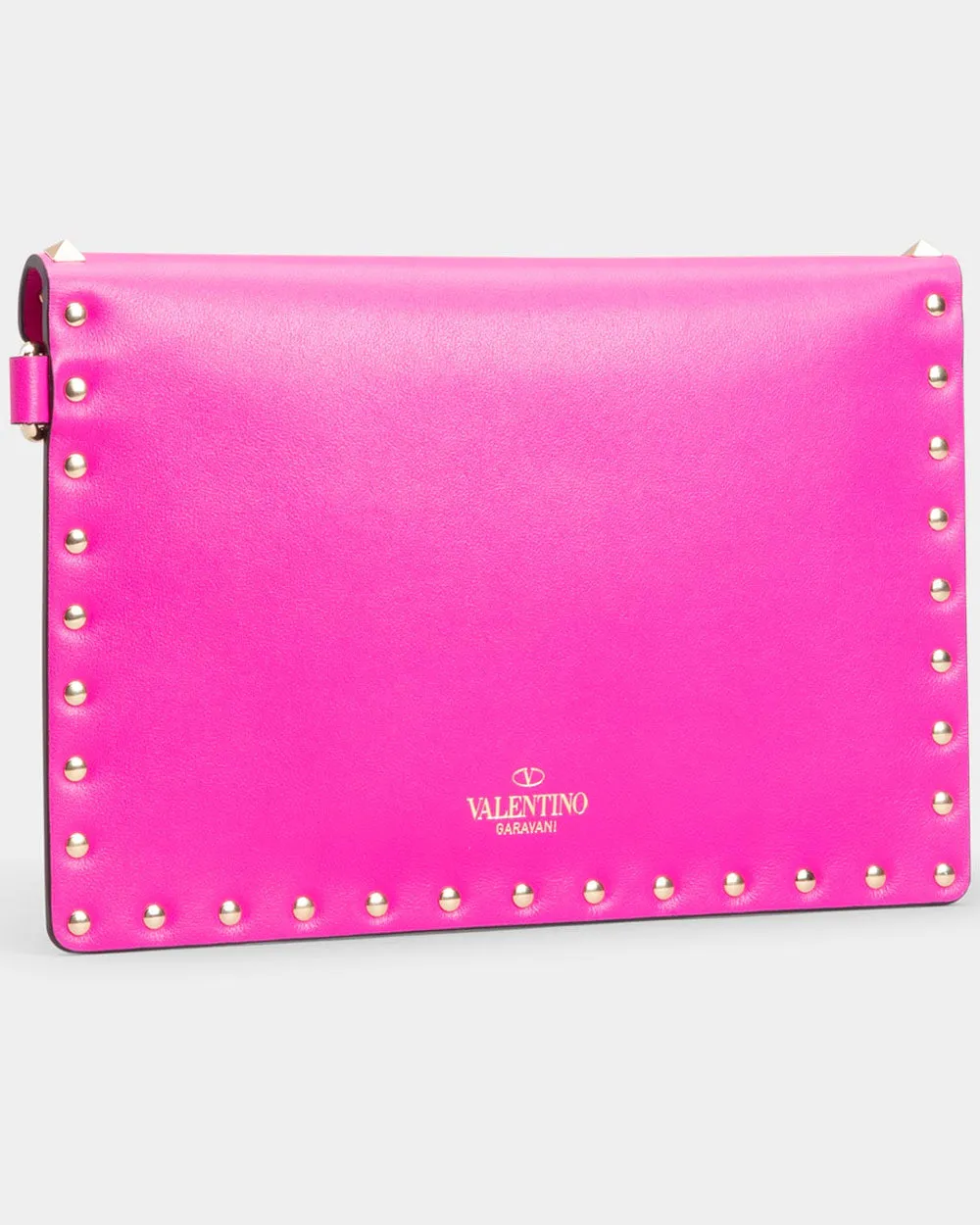 Medium Flat Rockstud Pouch in Pink