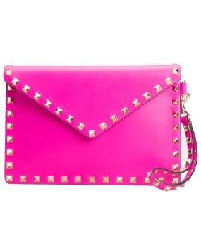 Medium Flat Rockstud Pouch in Pink