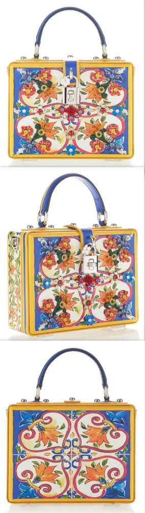 Multi Printed Dauphine Leather Handbag