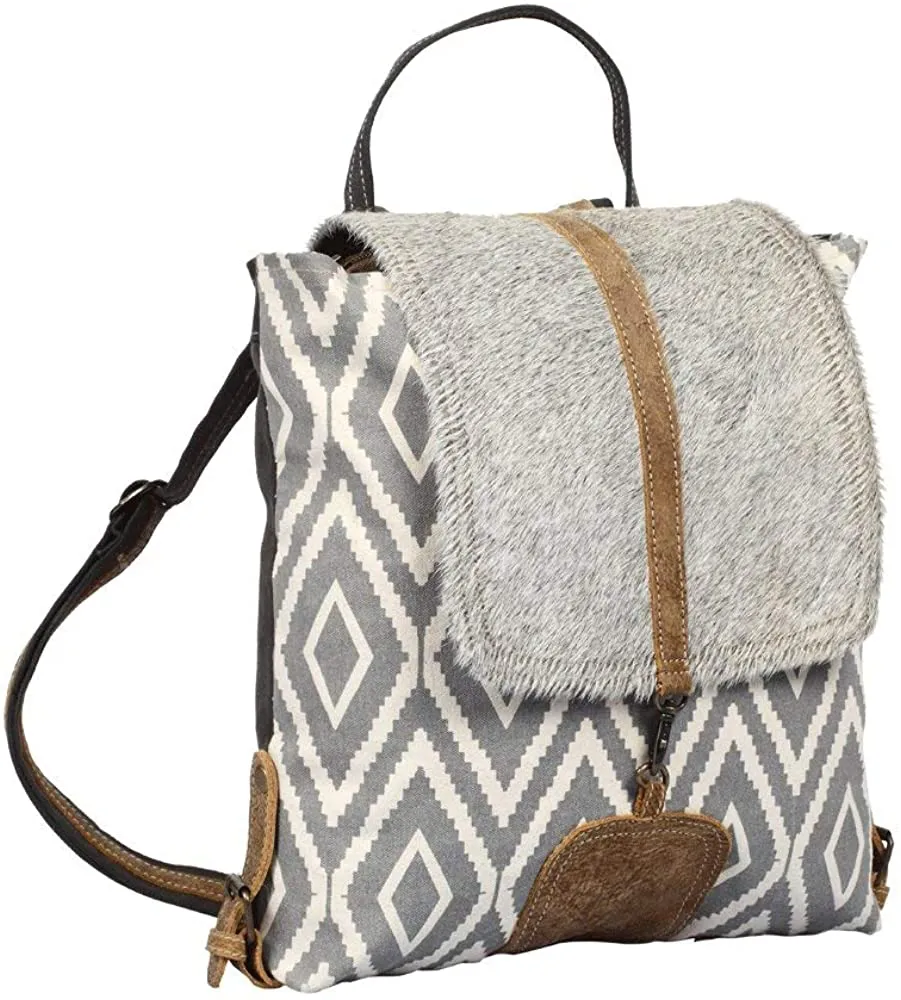 *Myra Bag Artist's Impression Upcycled Canvas & Leather Backpack S-1333*