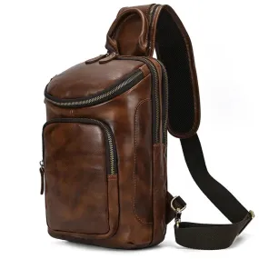 Natural Leather Chest Pack Leather Shoulder Bag