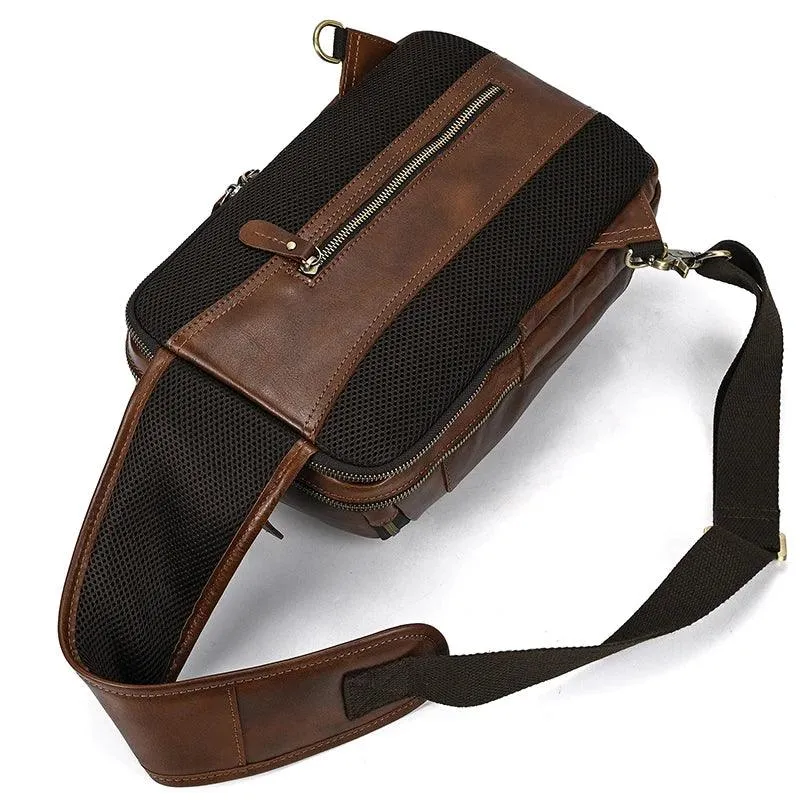 Natural Leather Chest Pack Leather Shoulder Bag