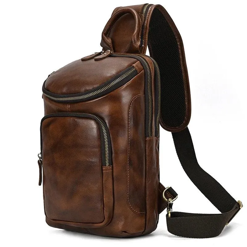 Natural Leather Chest Pack Leather Shoulder Bag