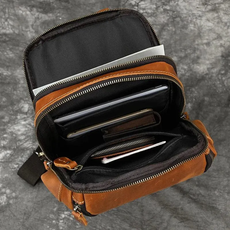Natural Leather Chest Pack Leather Shoulder Bag