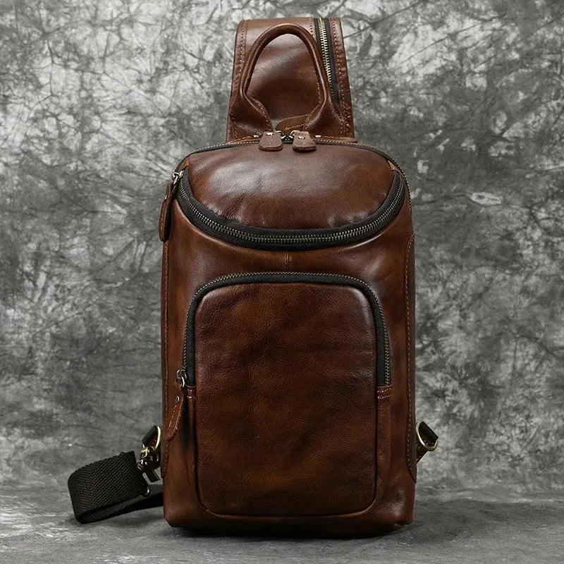 Natural Leather Chest Pack Leather Shoulder Bag