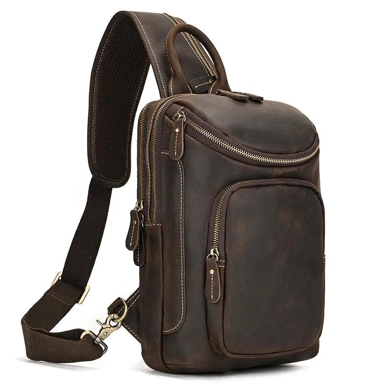 Natural Leather Chest Pack Leather Shoulder Bag
