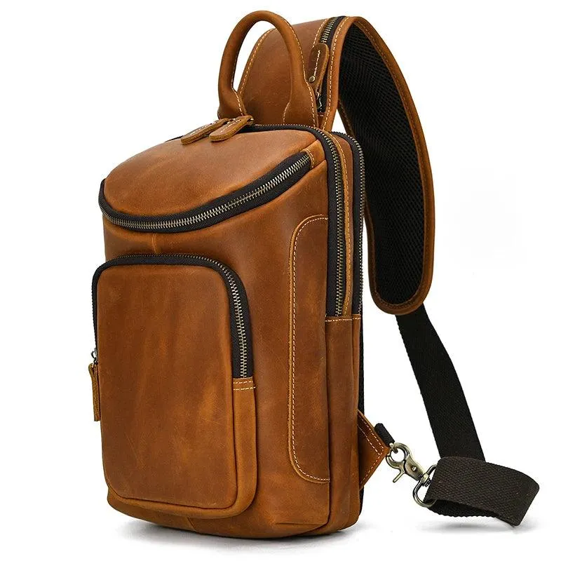 Natural Leather Chest Pack Leather Shoulder Bag