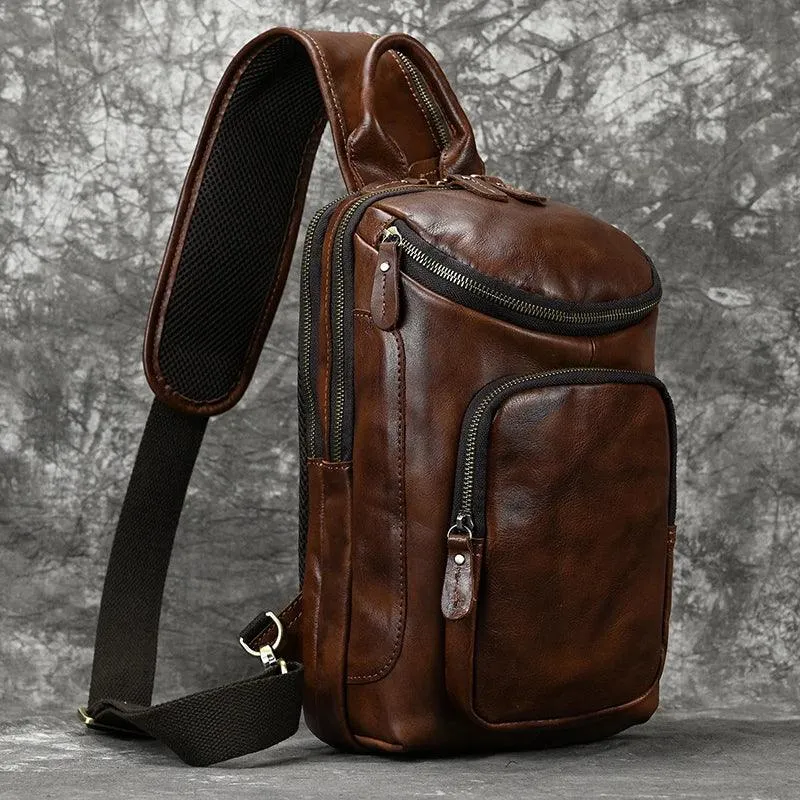 Natural Leather Chest Pack Leather Shoulder Bag