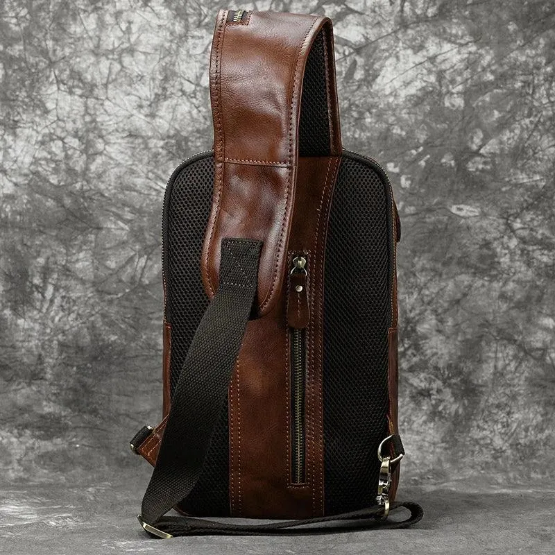 Natural Leather Chest Pack Leather Shoulder Bag