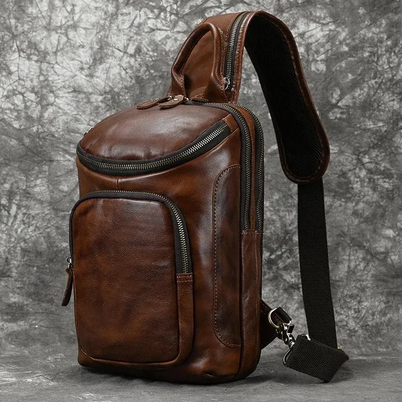 Natural Leather Chest Pack Leather Shoulder Bag