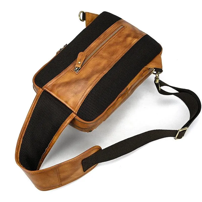 Natural Leather Chest Pack Leather Shoulder Bag