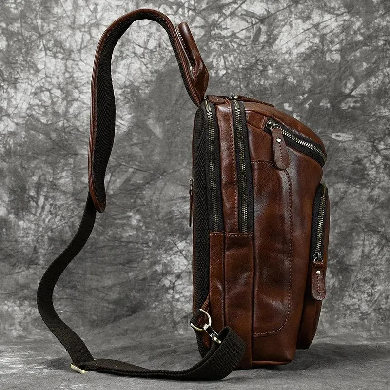 Natural Leather Chest Pack Leather Shoulder Bag