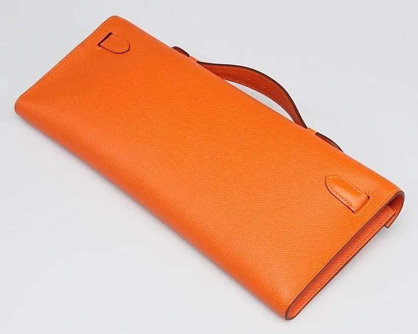 Orange Epsom Leather Kelly Cut Bag