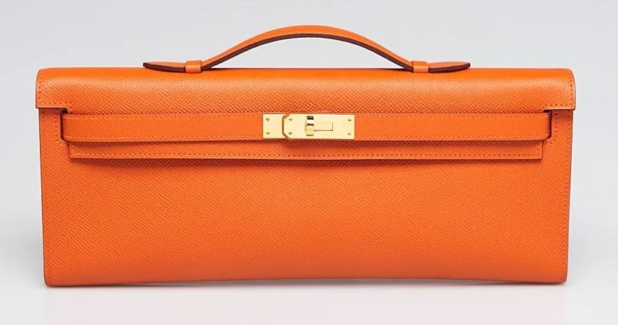 Orange Epsom Leather Kelly Cut Bag