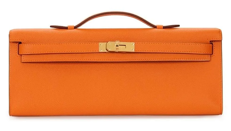 Orange Epsom Leather Kelly Cut Bag