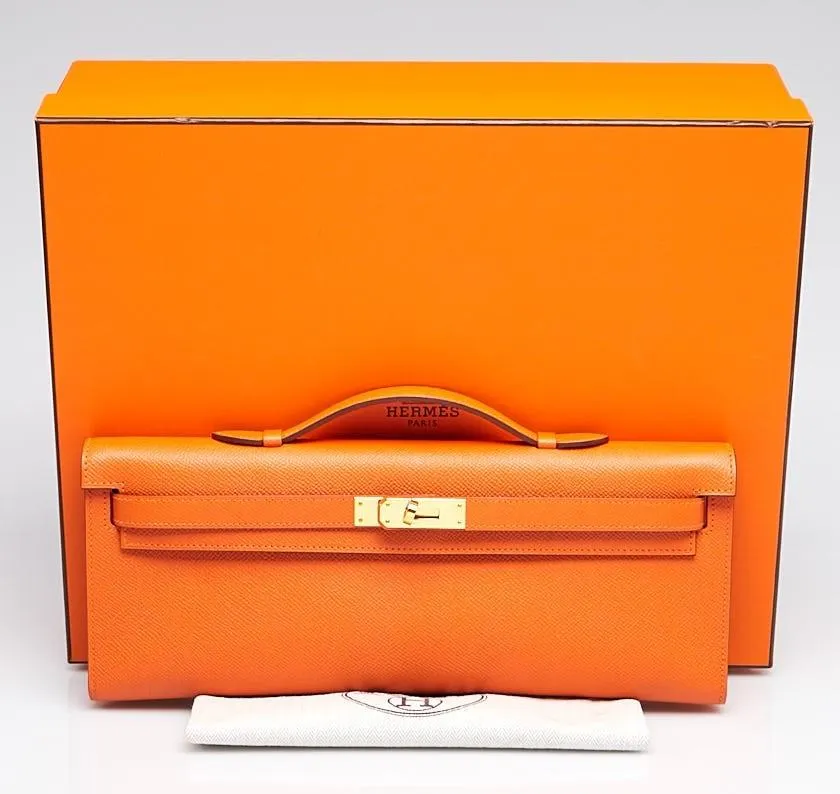 Orange Epsom Leather Kelly Cut Bag