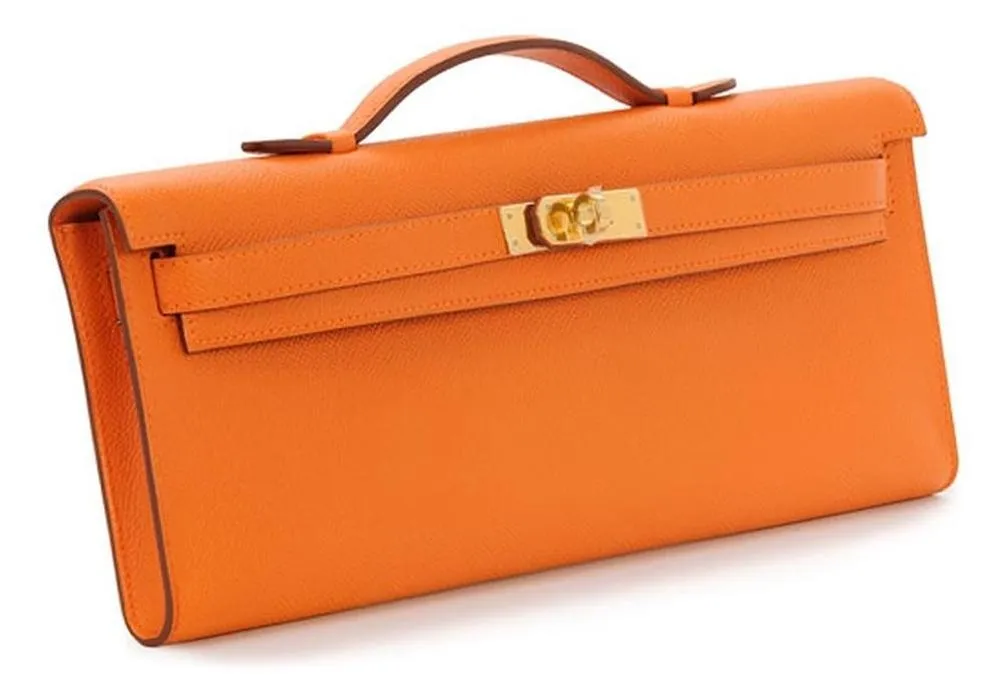 Orange Epsom Leather Kelly Cut Bag
