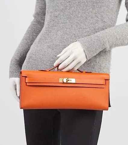 Orange Epsom Leather Kelly Cut Bag
