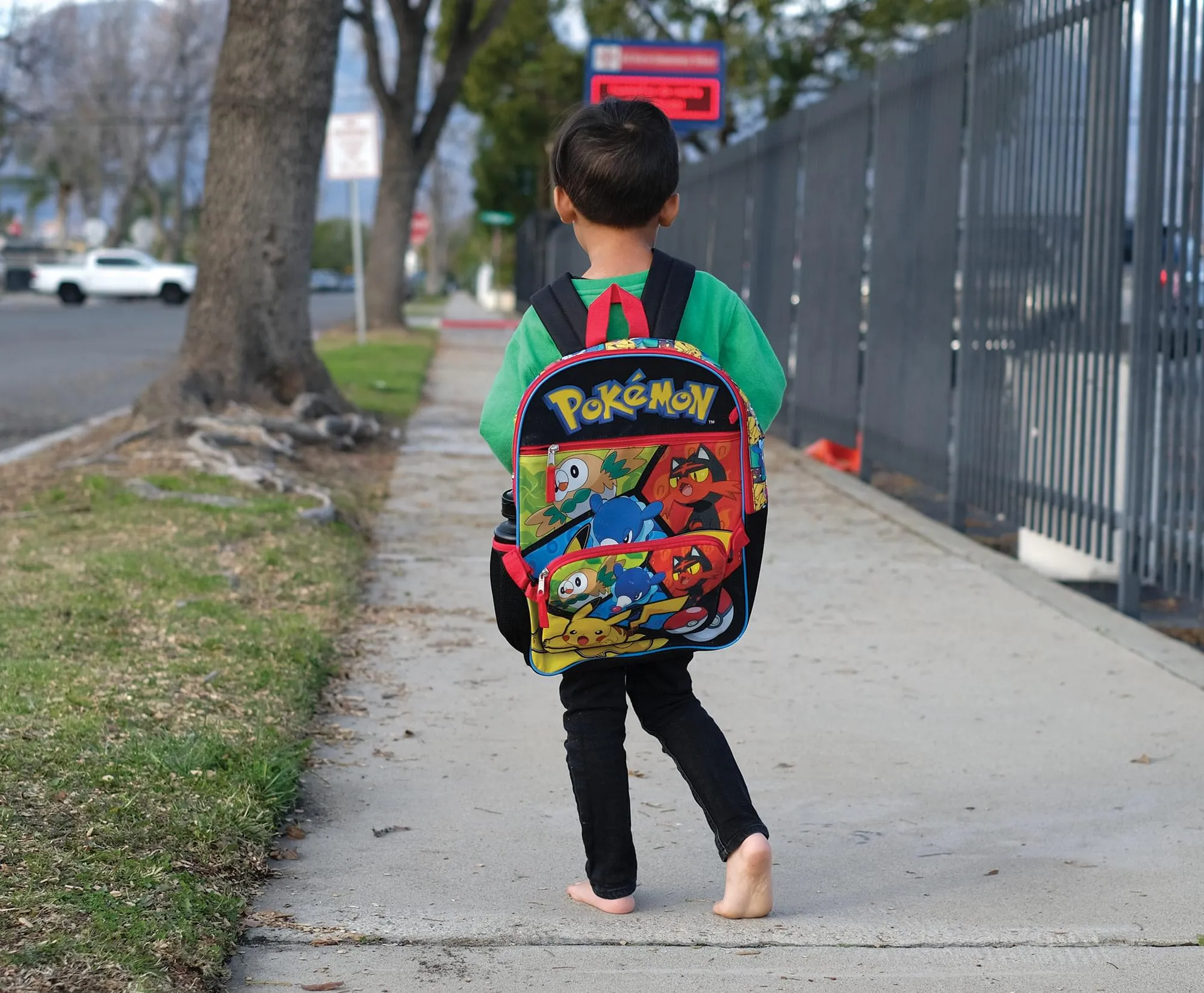 Pokemon Characters 5 Piece 16 Inch Backpack | 2x Cases | Bottle | Zip Pull