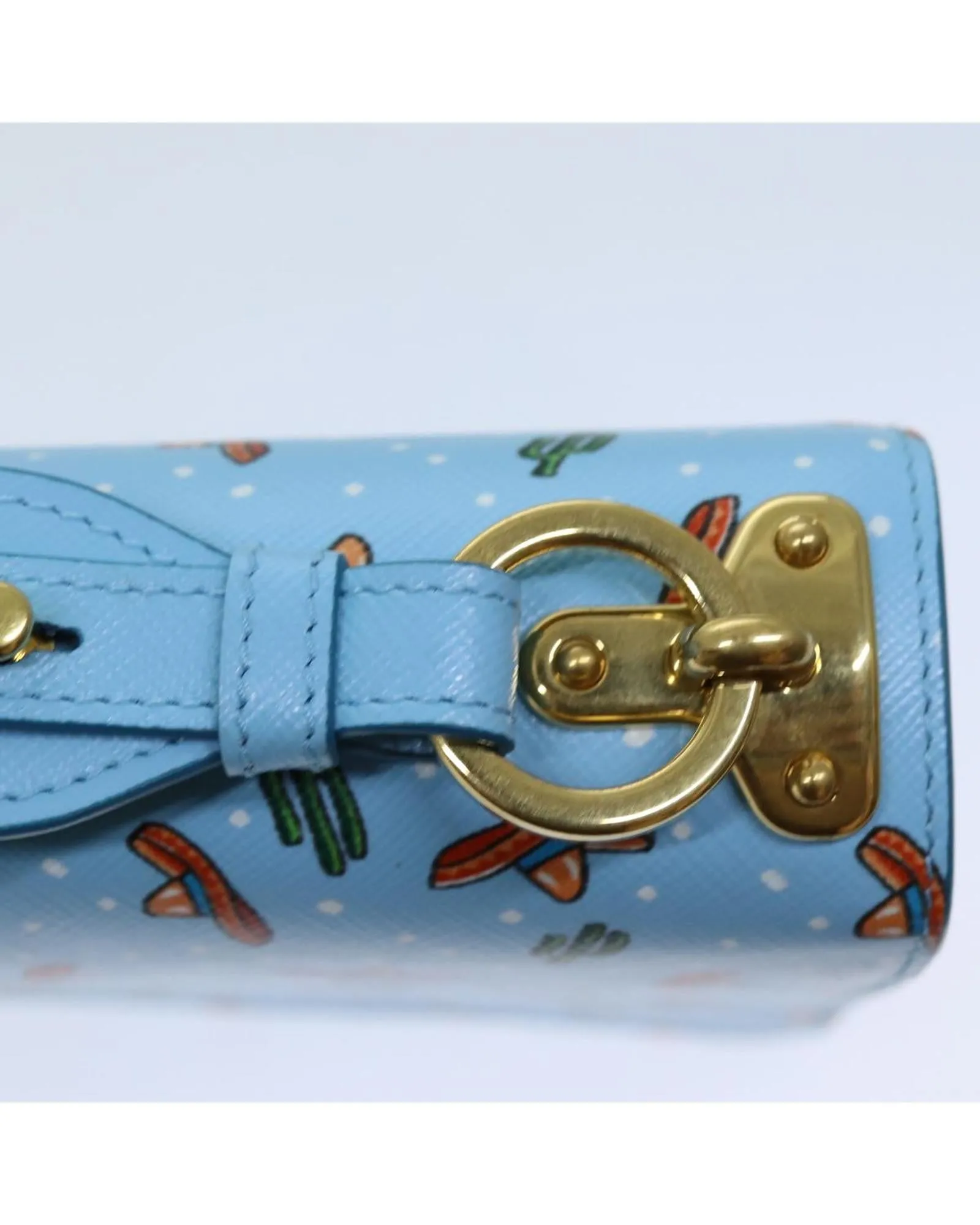 Prada Galleria Shoulder Bag in Blue with Sombrero Print